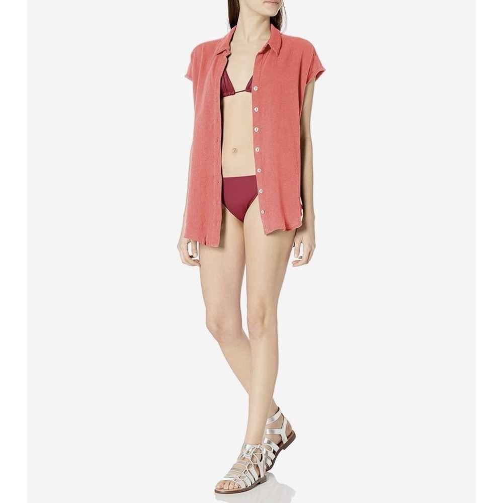 Seafolly‎ Women's Coral Button Front Sleeveless Beach/Pool Coverup Size M